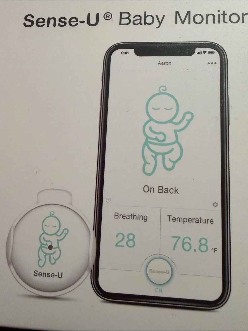 White Baby Monitor Wearable Clip – Breathing & Temperature Tracker